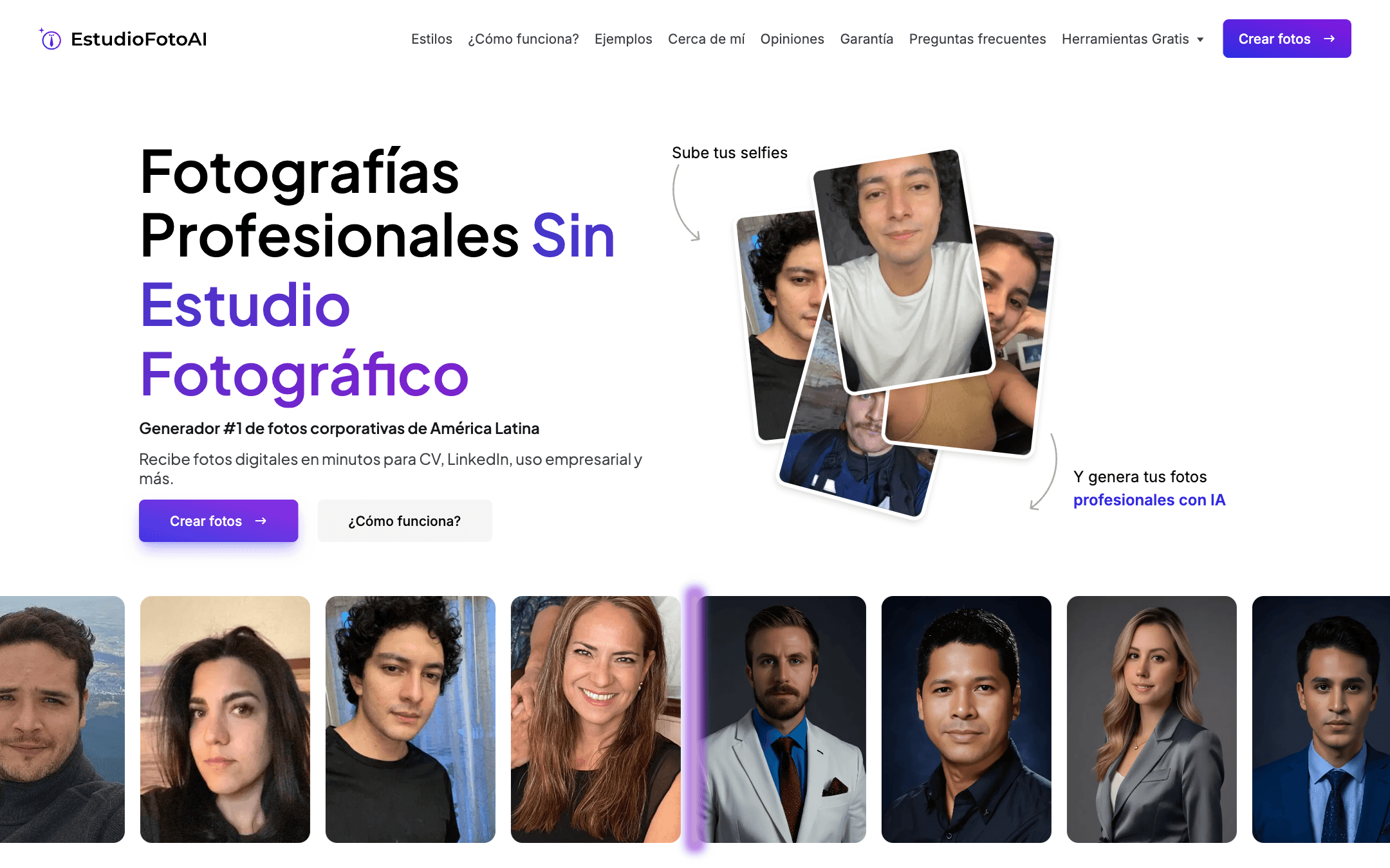 Captura de Estudio Foto AI en producción