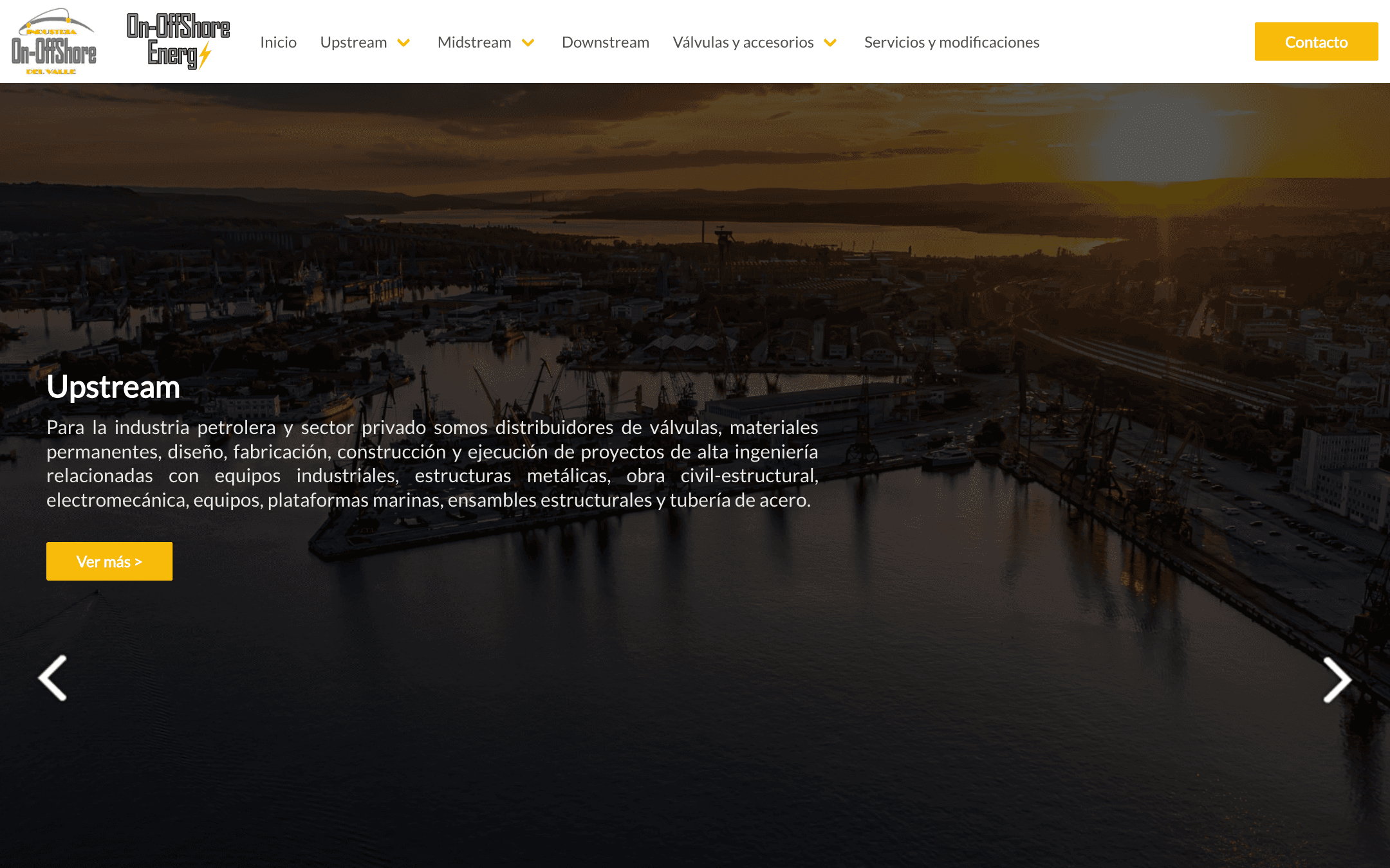 Captura del sitio de Industria On-Offshore